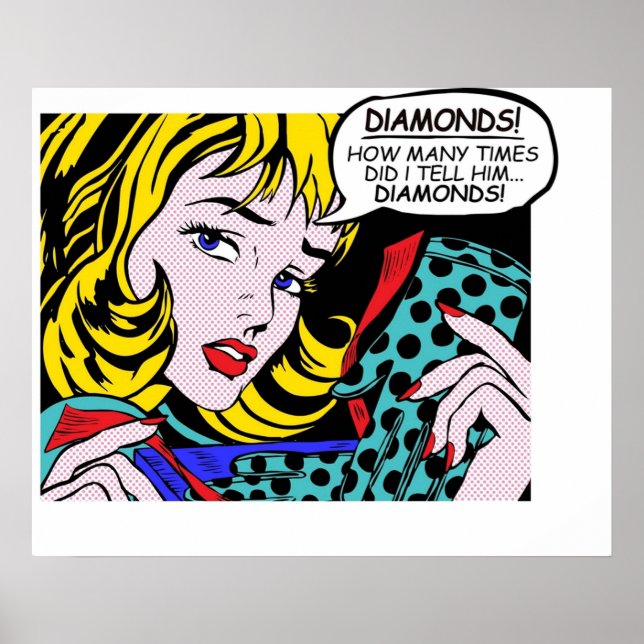 Roy Lichtenstein Tecknad Art Girl med handskar Poster (Framsidan)