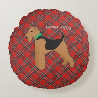 Roy Mocchi Bruno♥Round Pillow Red Airedale Terrier Rund Kudde