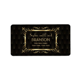 Royal 20:e Guld Art Deco Bröllop Adressetikett
