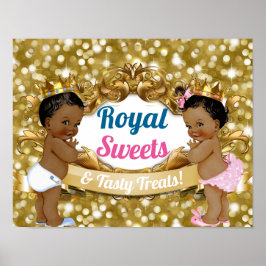 Royal African Gender Reveal Sweets & Treats Sign Poster
