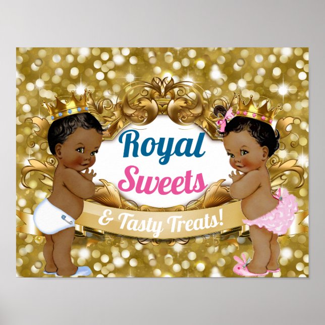 Royal African Gender Reveal Sweets & Treats Sign Poster (Framsidan)