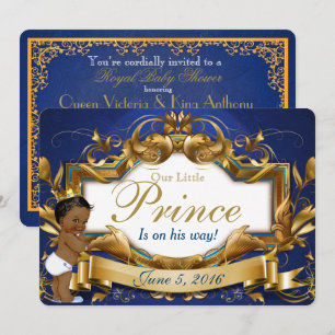 Royal African Prince Finare Royal Blue och Guld Inbjudningar