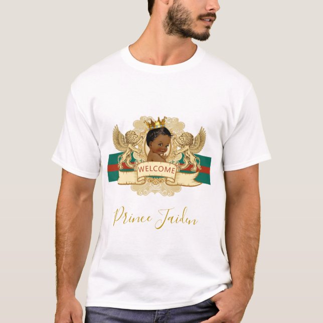 Royal African Prince|Grönt & Red Baby Shower T Shirt (Framsida)