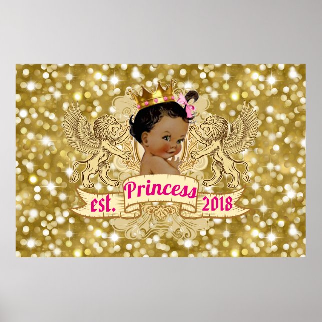 Royal African Princess Rosa|Guld Glitter Finare Poster (Framsidan)