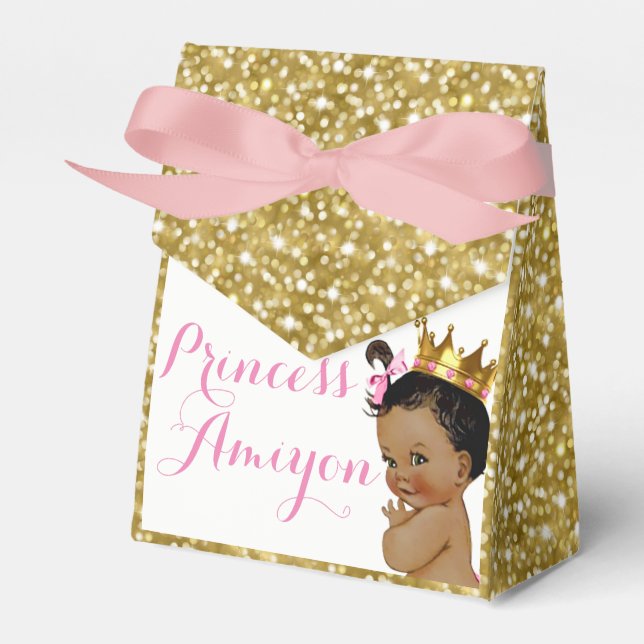 Royal African Princess Rosa & Guld Glitter Presentaskar (Framsidan Sidan)