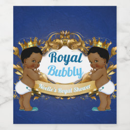 Royal African Twin Boys |Eleganten Royal Blue & Gu Vinflaska Etikett