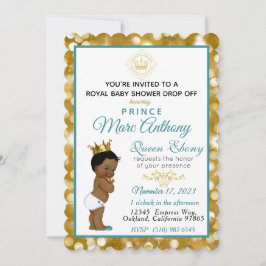 Royal Afrikansk prins Teal & Guld Glitter Finare Inbjudningar