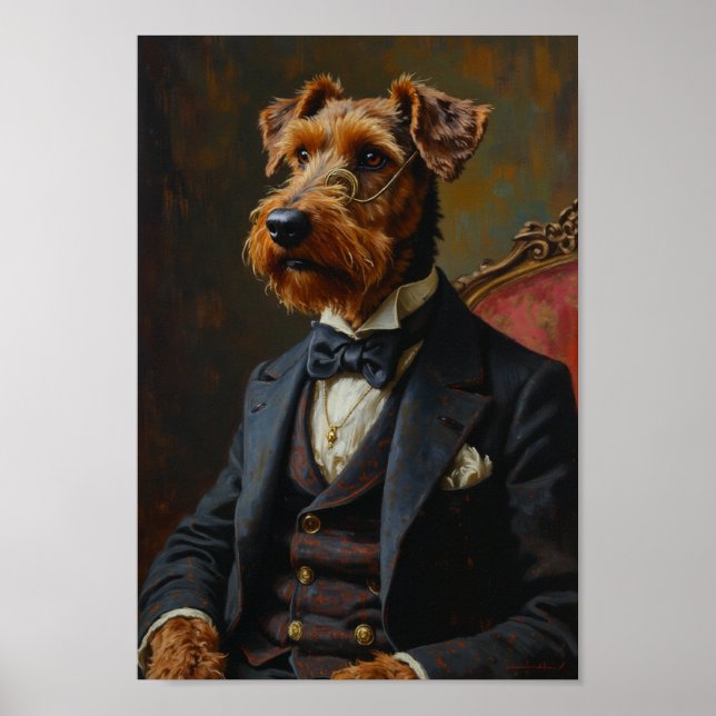 Royal Airedale Terrier Portrait Poster (Framsidan)