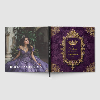 Royal Amethyst Quinceañera, anpassad Gästböcker