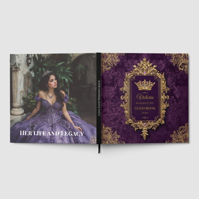 Royal Amethyst Quinceañera, anpassad Gästböcker (Full)