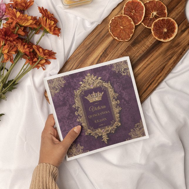 Royal Amethyst Quinceañera, anpassningsbar Pappersservett (Skapare uppladdad)