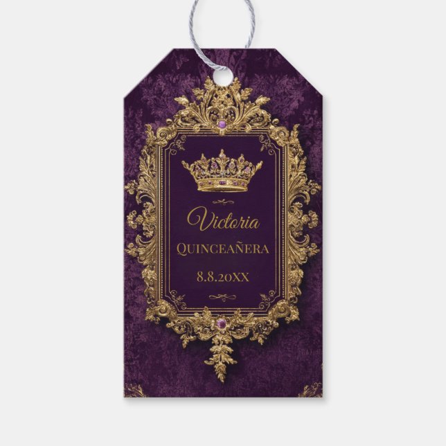 Royal Amethyst Quinceañera, specialbeställd Presentetikett (Framsidan)