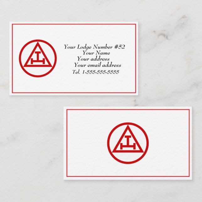 Royal Arch Freemason Freemasonry Symbol Masonic Visitkort (Fram/baksida)