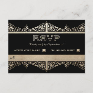 Royal Art Deco-Bröllop OSA - guldolja Kort
