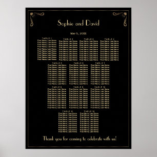 Royal Art Deco Underbar Gatsby Bröllop Sittplatsdi Poster