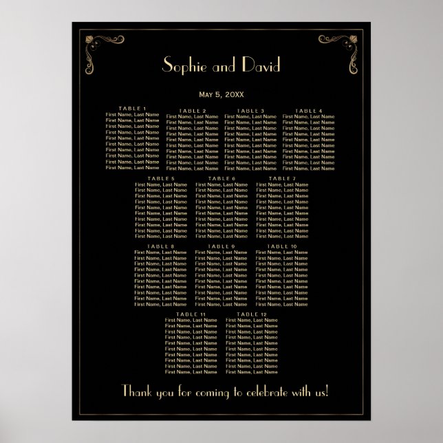 Royal Art Deco Underbar Gatsby Bröllop Sittplatsdi Poster (Framsidan)