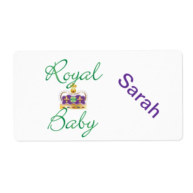 Royal Baby med Lila och Guld Krona Fraktsedel (Framsidan)