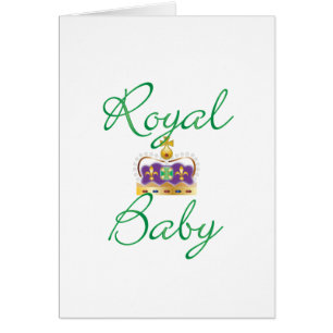 Royal Baby med Lila och Guld Krona Hälsningskort