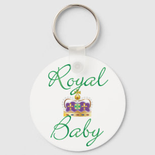 Royal Baby med Lila och Guld Krona Nyckelring