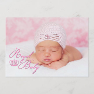 Royal Baby Rosa med Krona födelsedag Meddelande