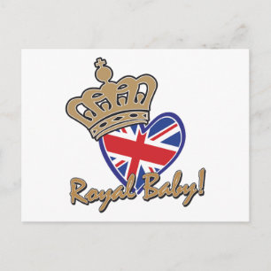 Royal Baby UK Heart Flagga Vykort