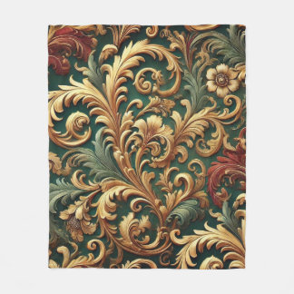 Royal Baroque-Blommönstret Fleecefilt