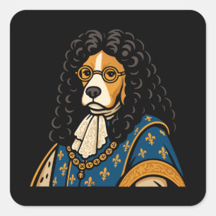 Royal Beagle Hund Hans Majesty Fluffness Fyrkantigt Klistermärke