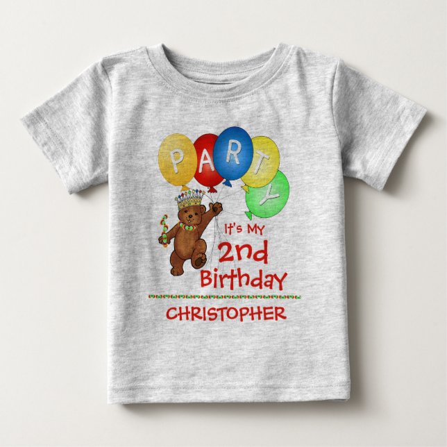 Royal Bear 2:a födelsedag Party Anpassningsbar Tee Shirt (Framsida)