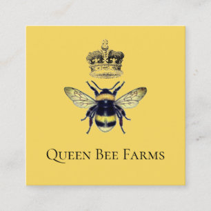 Royal Bee Majestic Krona Farm Apiary Guld Black Fyrkantigt Visitkort