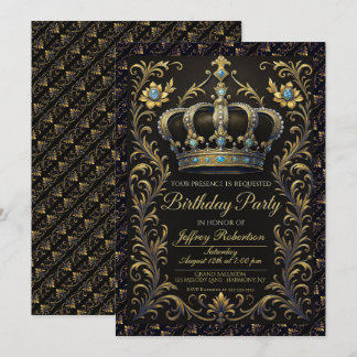Royal Birthday Party Crown Ornate Invitation Inbjudningar