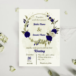Royal blå blommor botaniska bröllop inbjudningar