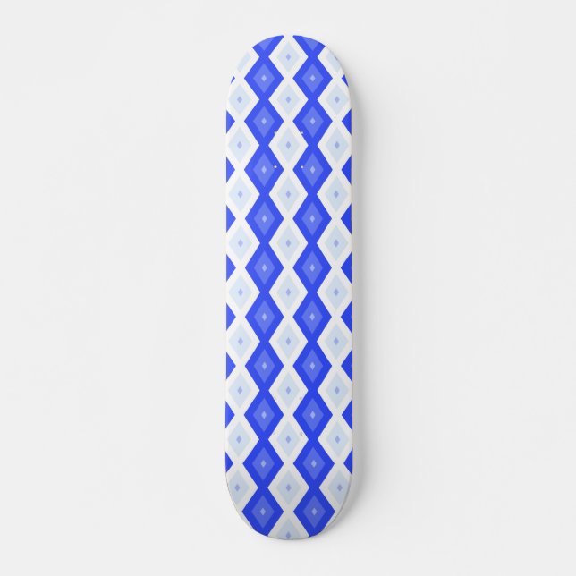 Royal blå diamant mönster mini skateboard bräda 18,5 cm (Framsida)