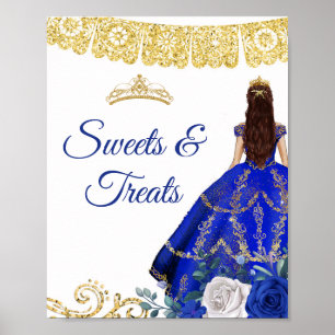 Royal Blå klänningar Quinceañera-sötsaker och -get Poster