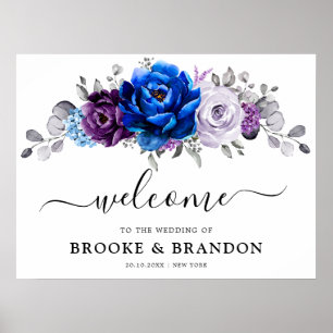 Royal Blå Lila Marin Lilac Blommande BröllopsVälko Poster