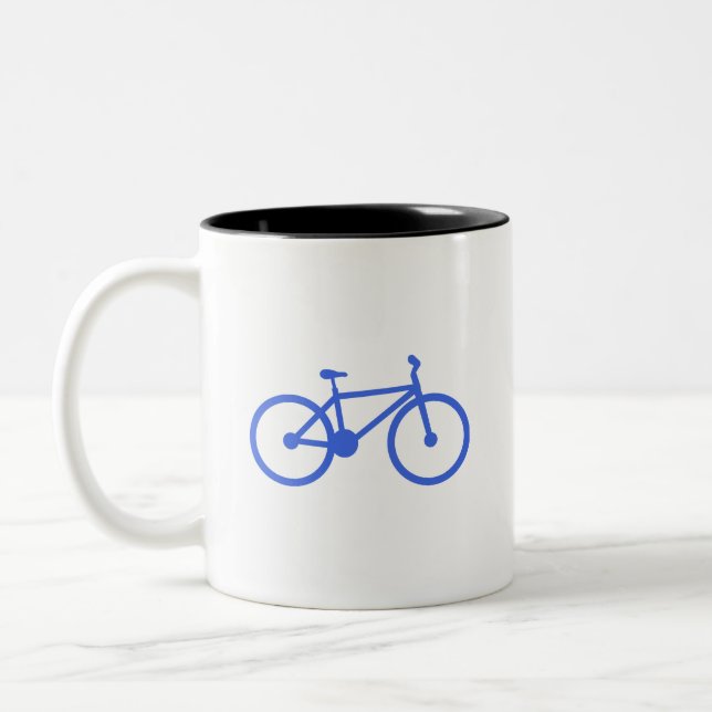 Royal Blå och vit cykel Två-Tonad Mugg (Vänster)