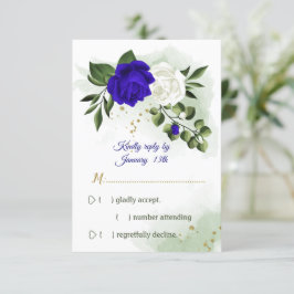 royal blå och vita blommor grönska OSA kort