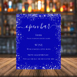 Royal blå silver bröllop glitter pub<br><div class="desc">Royalets blå bakgrund. Dekorerad med faux silver glitter,  gnistor. Med texten: Öppna pub. Anpassa och lägg till menyn pub. Vit text.</div>