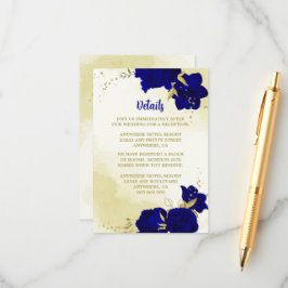 Royal blåa blommor guld löv tilläggskort