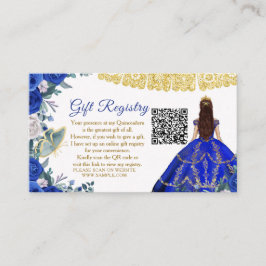 Royal Blåa blommor Quinceañera QR Gift Registry Tilläggskort