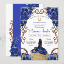 Royal Blåblått Blommigt, Western Quinceanera