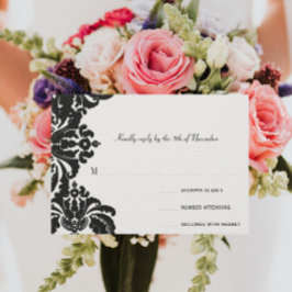 Royal Black Damask Wedding OSA Kort