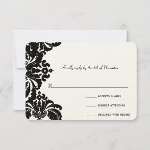 Royal Black Damask Wedding OSA Kort