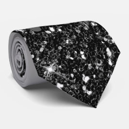 Royal Black & Grått Glitter Necktie Slips