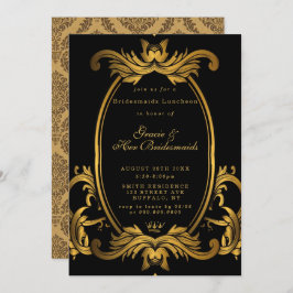 Royal Black Guld Bridesmaids Luncheon-inbjudan
