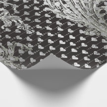 Royal Black Hearts Baroque Silver Hearts Grått
