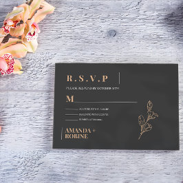 Royal Black Simple Minimalist Bröllop OSA Kort