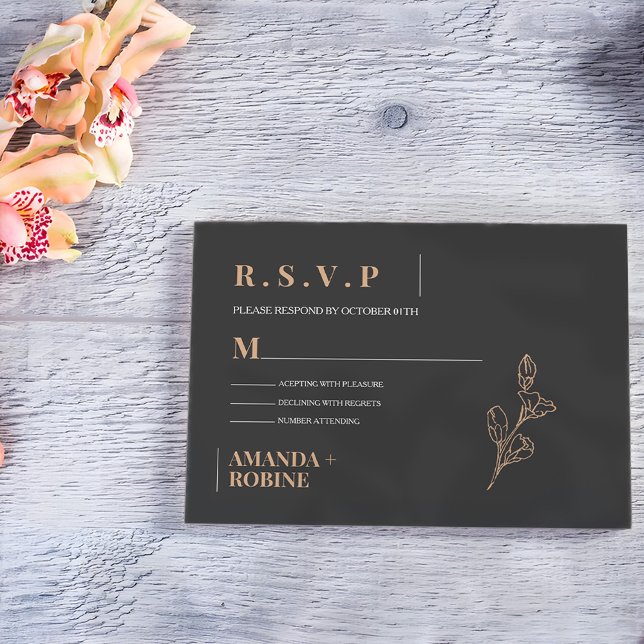 Royal Black Simple Minimalist Bröllop OSA Kort (Skapare uppladdad)