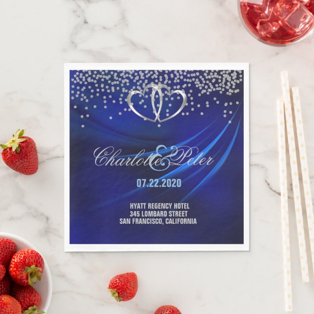 Royal Blådiamanter/Hearts Bröllop Pappra blöjor Pappersservett (Insitu)