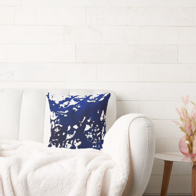 Royal Blått Abstrakt vattenfärgsfyllning Kudde (Soffa)