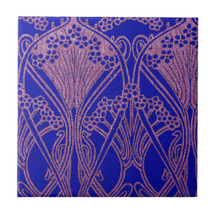 Royal blått,Art nouveau mönster,royal lila, flor Kakelplatta
